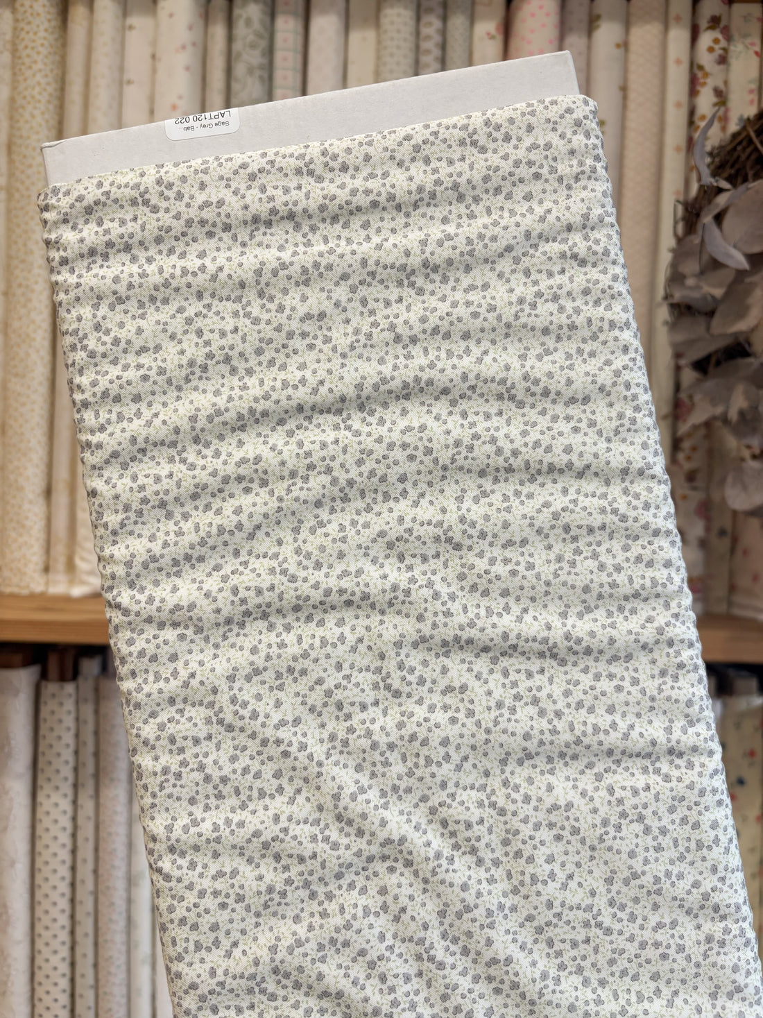 Sage Grey - Baby Flower Twill by La Ta Te