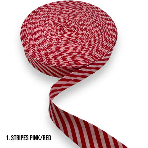 Bias Binding - Stripes Pink/Red
