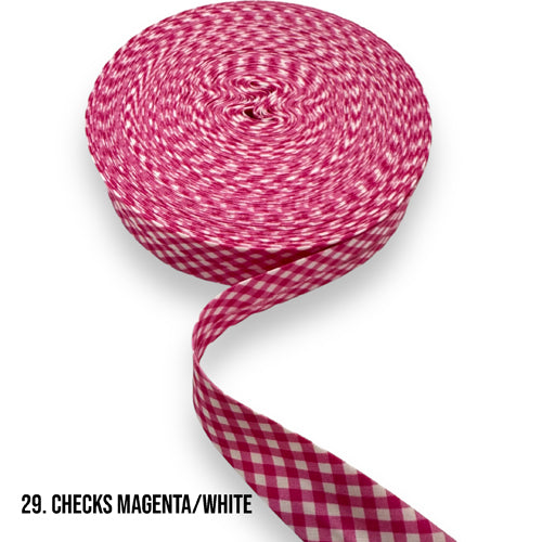 Bias Binding - Checks Magenta/White