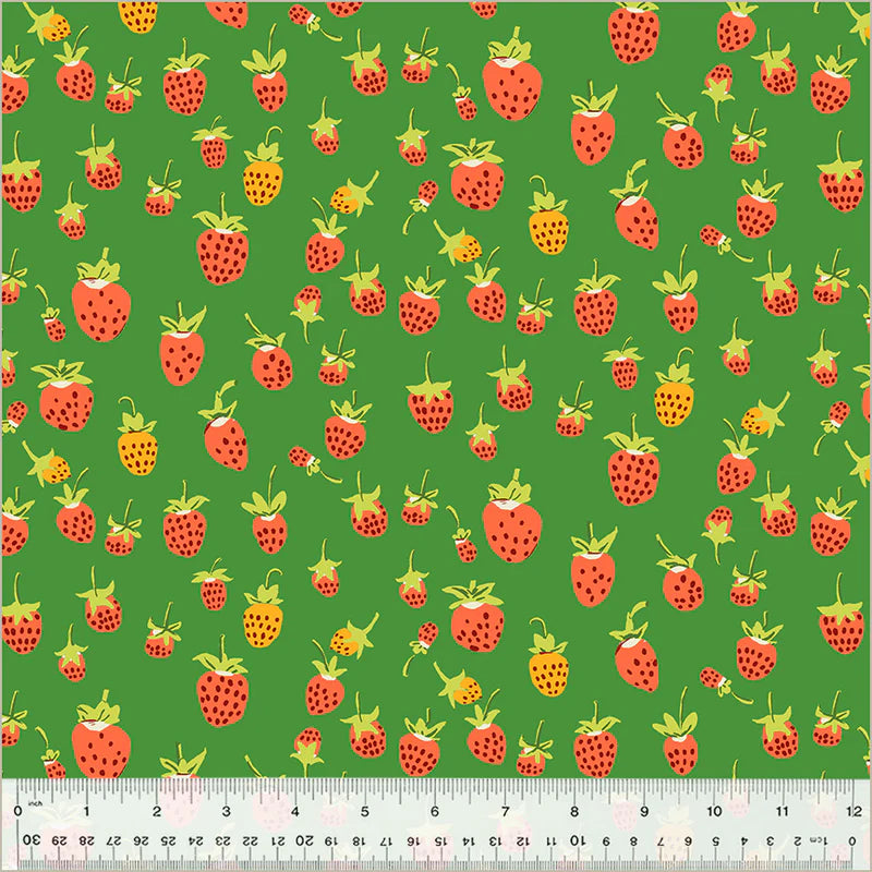 Strawberries Green - Heather Ross Studio Edit by Windham Fabrics