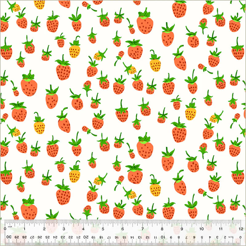 Strawberries White - Heather Ross Studio Edit by Windham Fabrics