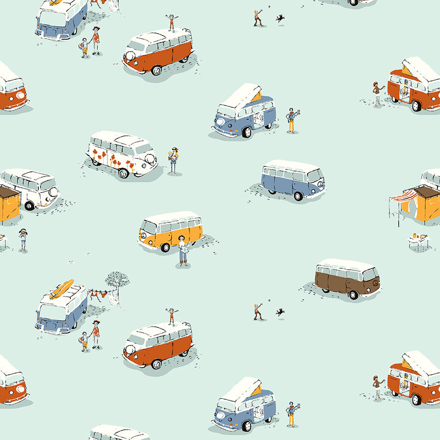 Bus Aqua - Heather Ross Favorites by Windham Fabrics
