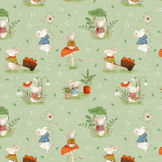 Mice Green - Whimsical Fields by Nutex