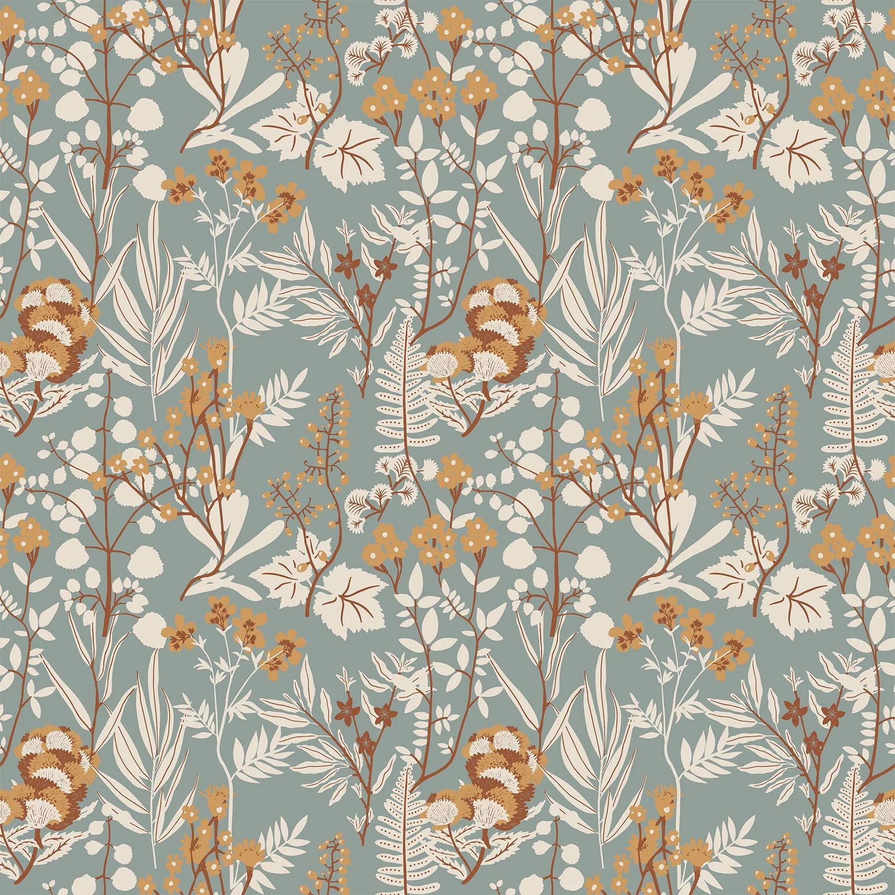 Wild Flowers Blue Multi - Wild Cottage by FIGO