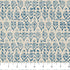 Fabric swatch blue flowers on cream background