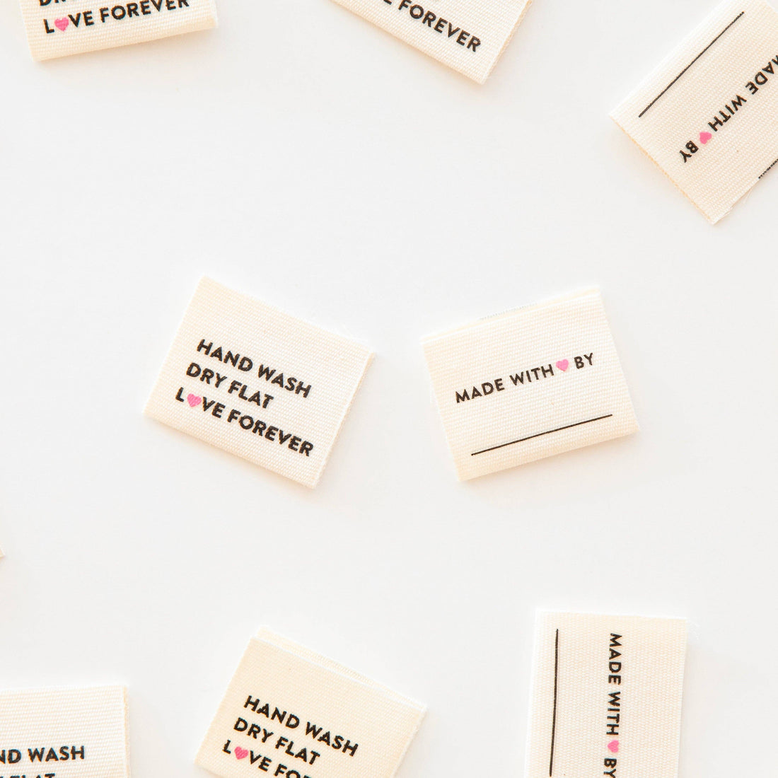 Hand Wash Dry Flat Labels - Sarah Hearts