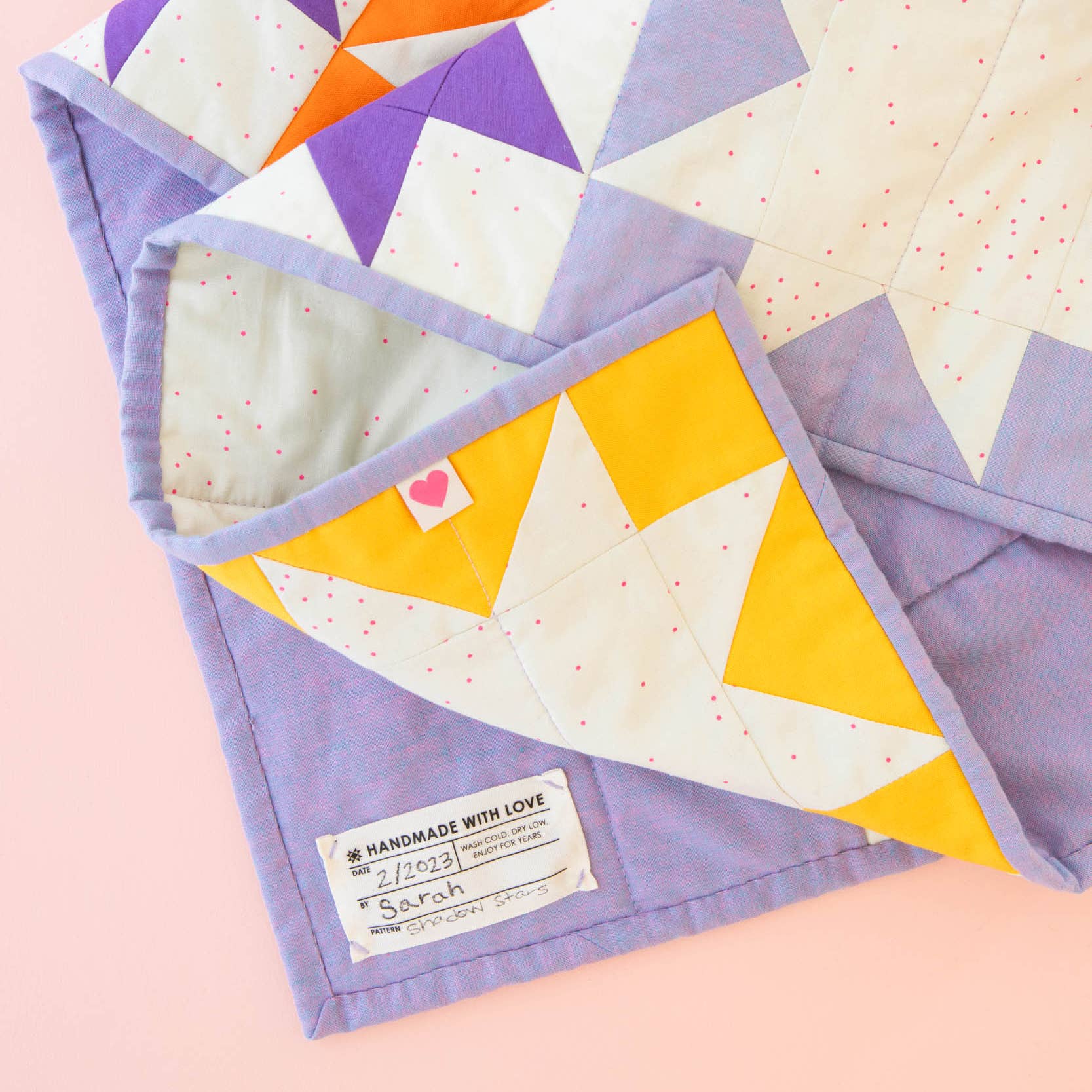 Quilt Info Large Labels - Sarah Hearts