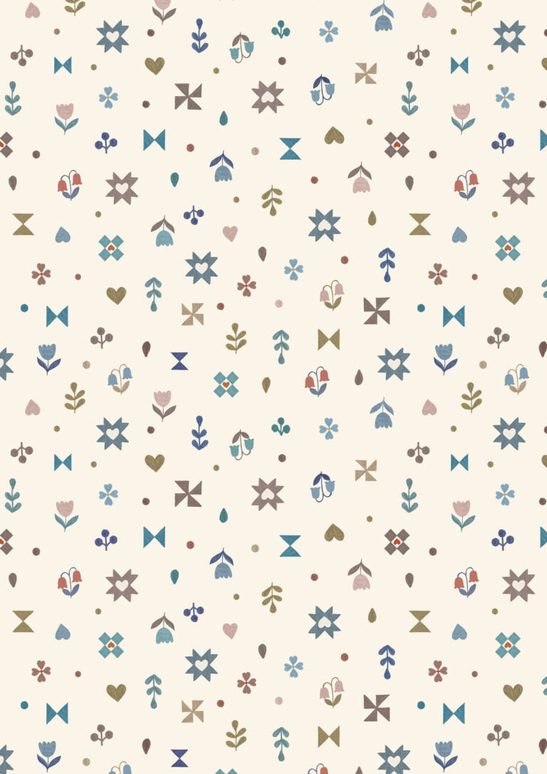 Hearts & Flowers on Cream - Cosy Home by Lewis & Irene