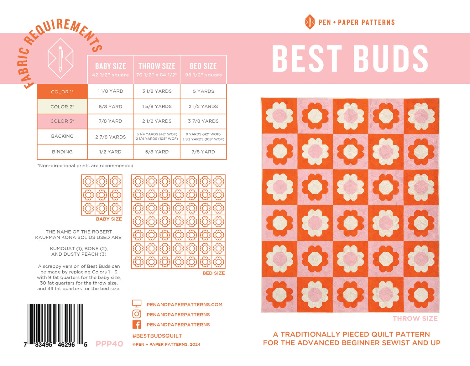 Best Buds Quilt Paper Pattern - Pen & Paper Patterns