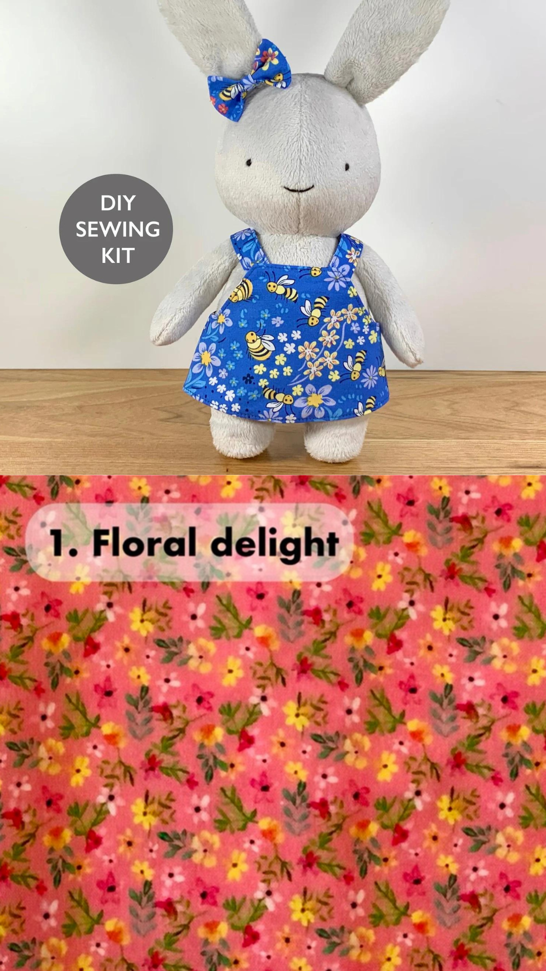 Floral Delight Bunny & Dress Sewing Kit - Minky & Friends