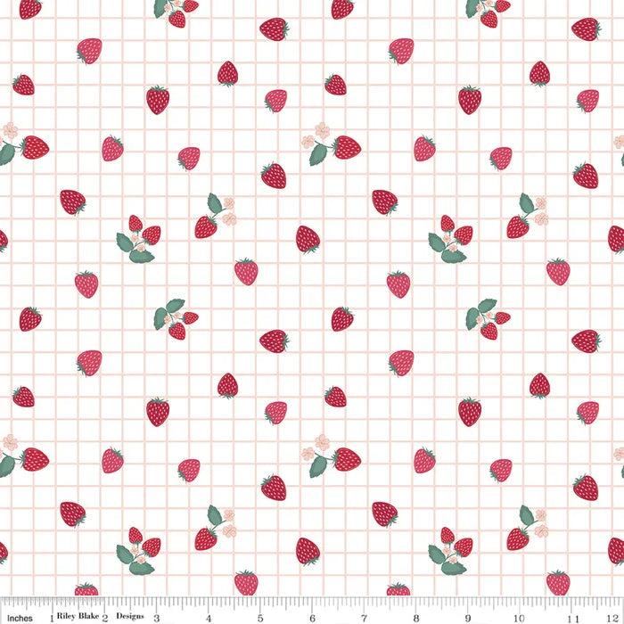 Gingham Berries White - Berry Market by Riley Blake Designs