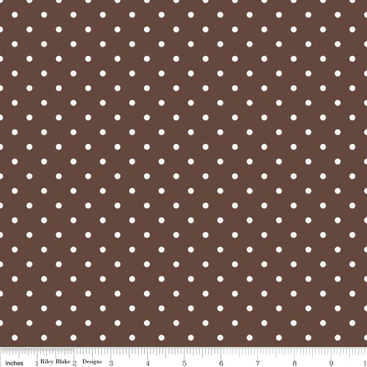 White Dot on Brown - Swiss Dot by Riley Blake Designs