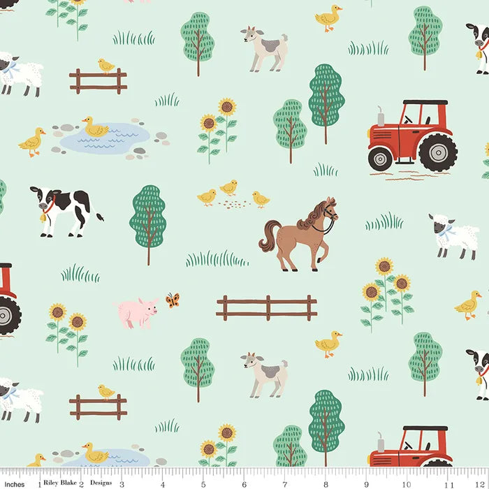 Farm Mint (Flannel) - Flannel on the Farm by Riley Blake Designs