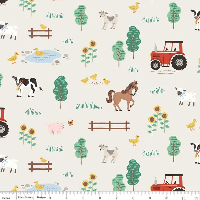 Farm Off White (Flannel) - Flannel on the Farm by Riley Blake Designs