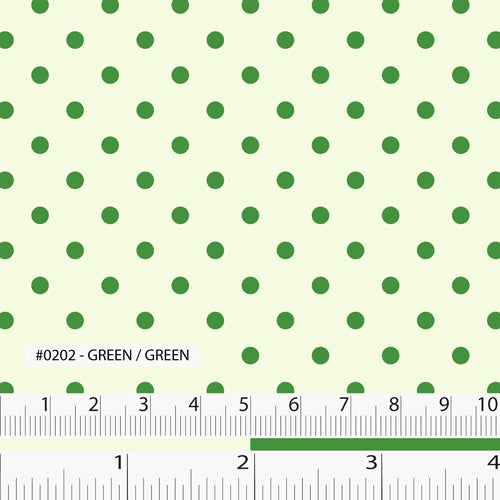 Fabric swatch light green background with dark green polka dots