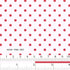 Fabric swatch light pink background with red polka dots