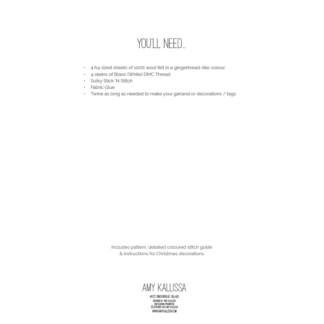 Gingerbread Village Pattern & Stitchery Kit