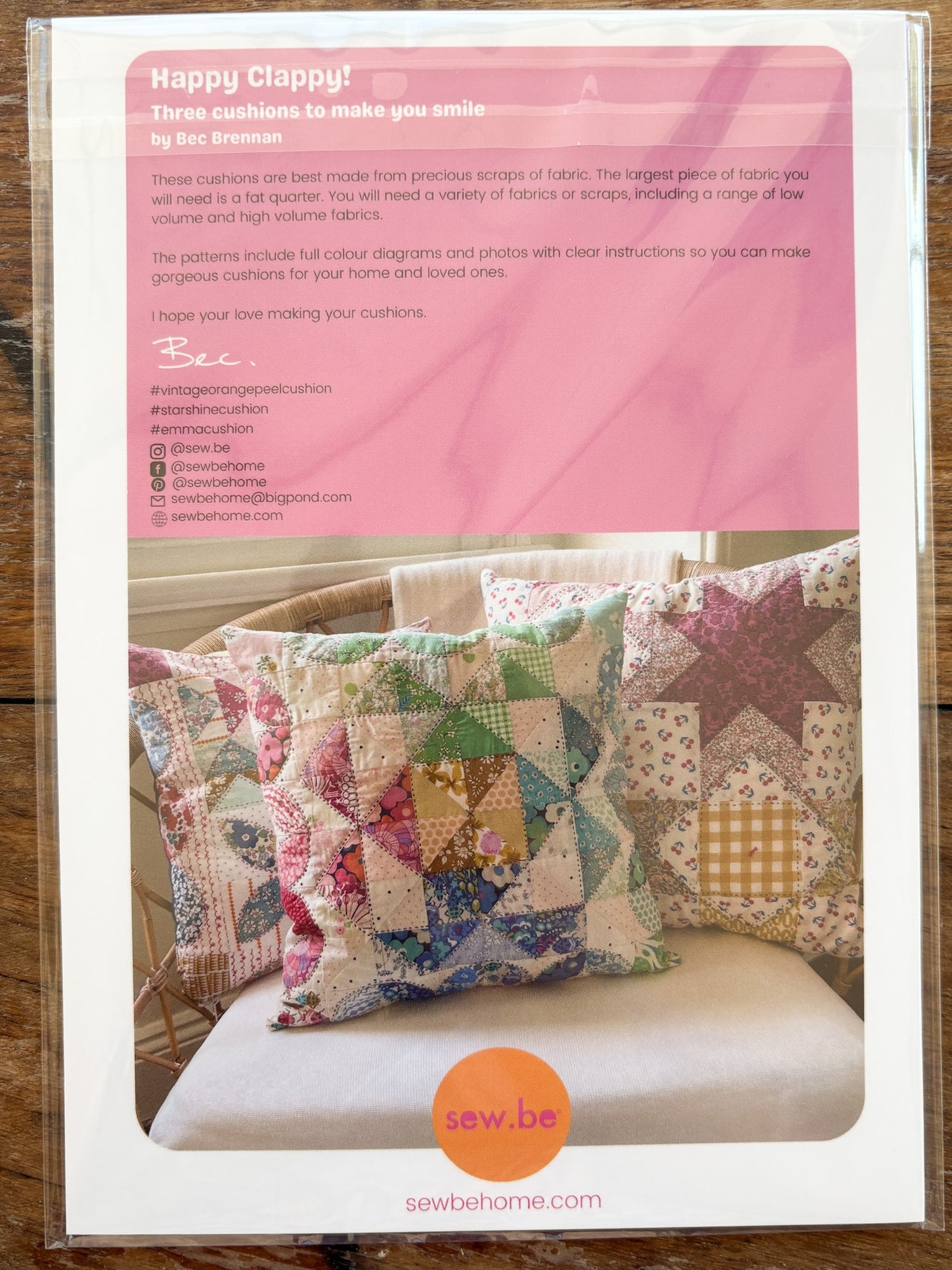 Happy Clappy Cushion Set Pattern - Sew.Be