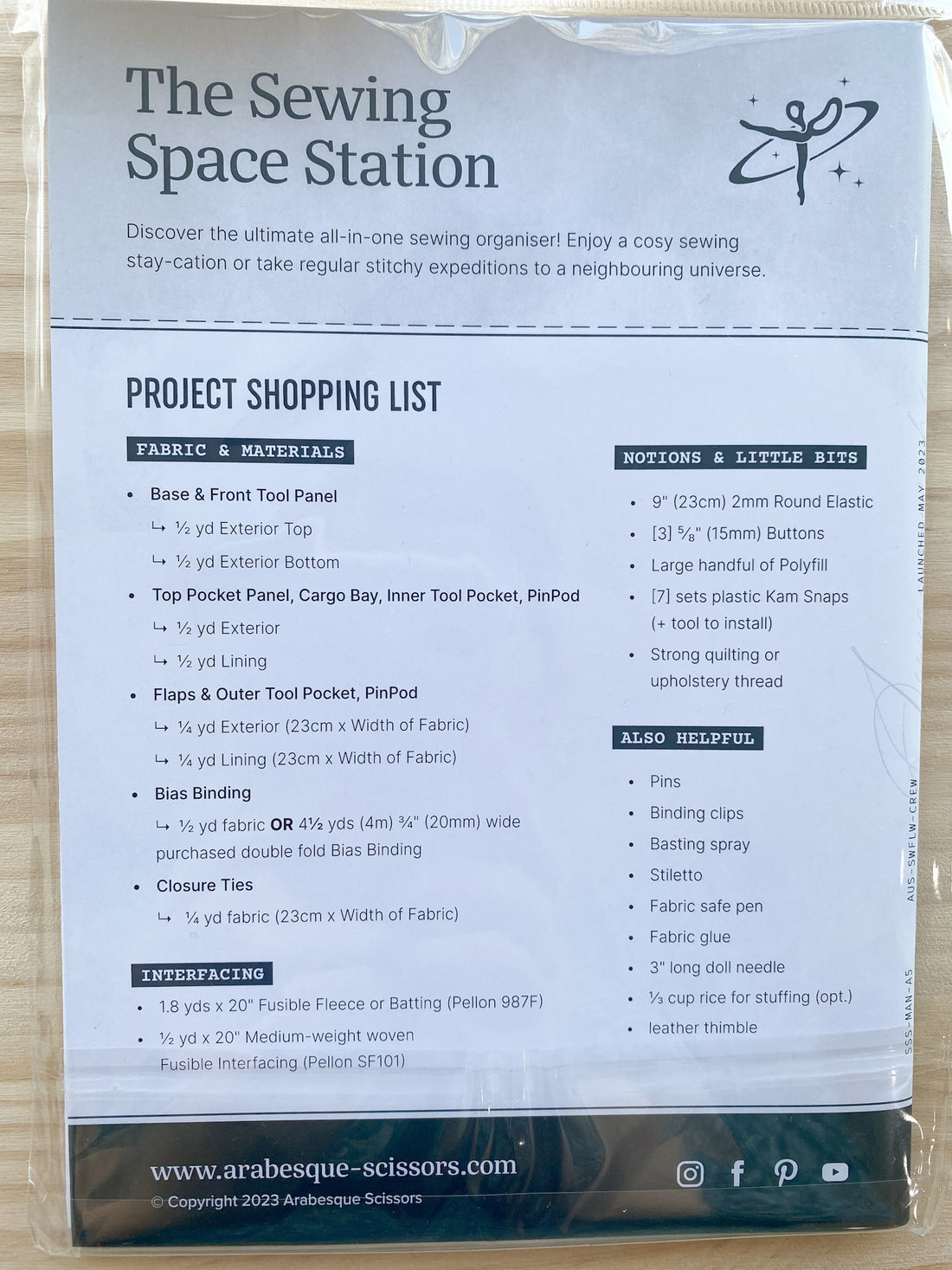 Sewing Space Station Pattern - Arabesque Scissors