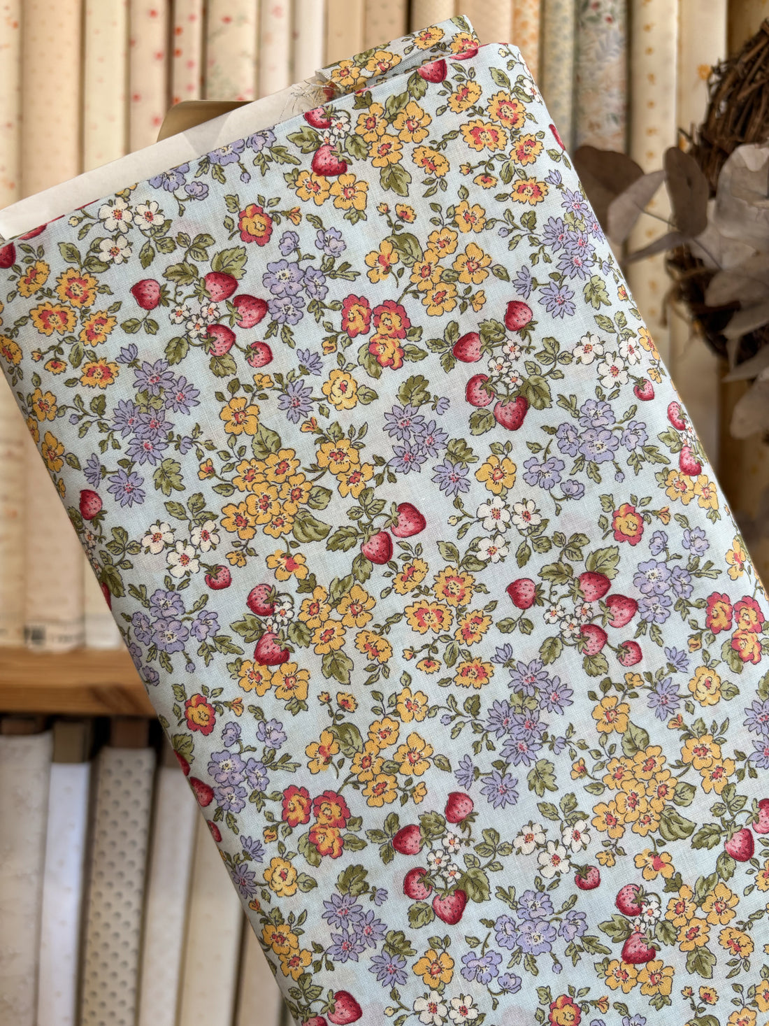 Strawberry Garden on Blue KP9072-2D by Cosmo