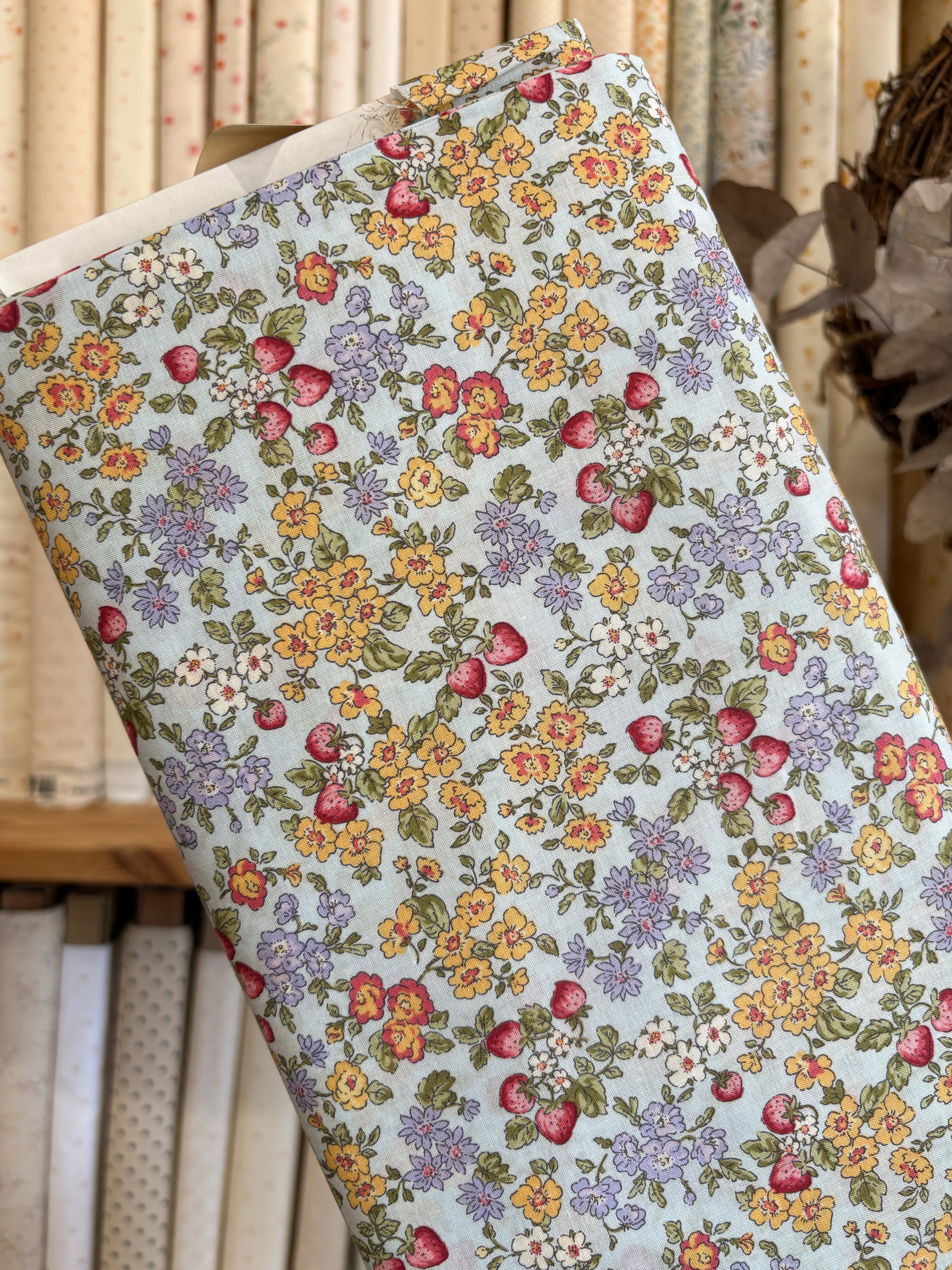 Strawberry Garden on Blue KP9072-2D by Cosmo