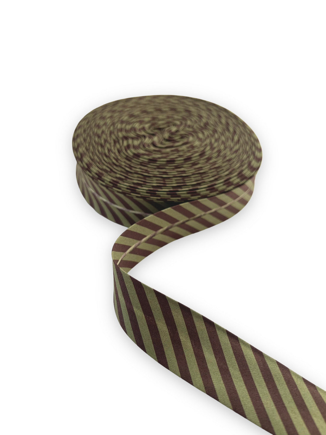 Bias Binding - Stripes Olive/Brown - 1" (25mm)