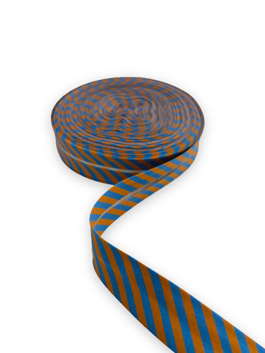 Bias Binding - Stripes Brown/Blue - 1" (25mm)