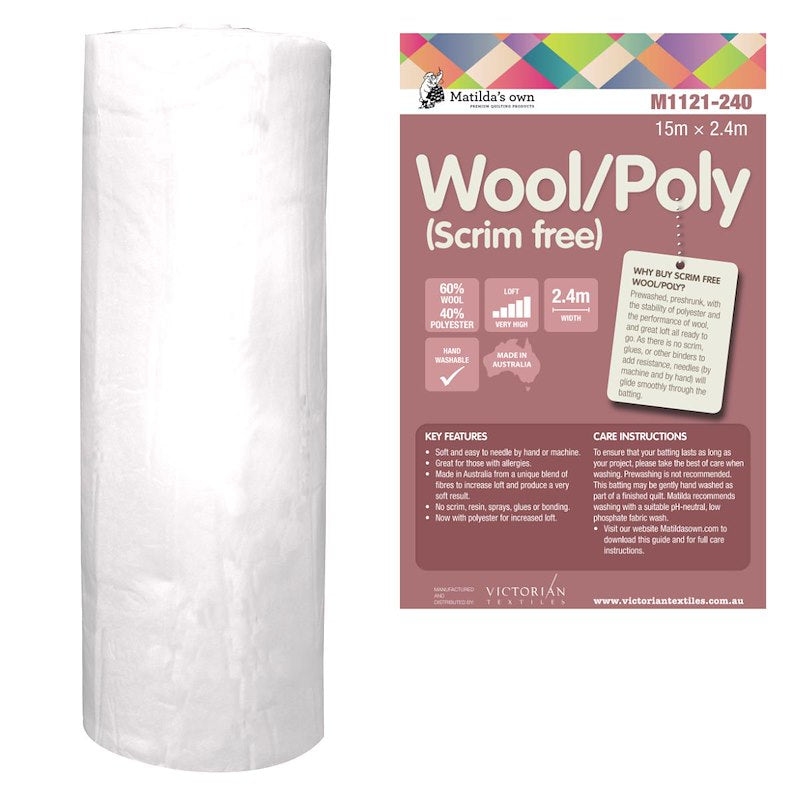 Wool/Poly Scrim Free Quilt Batting - Matilda&