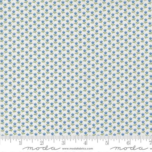 June Tulip Cream Blue - A Cat Named Stitch by Moda