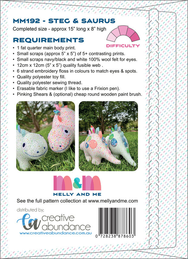 Steg & Saurus Sewing Pattern - Melly & Me