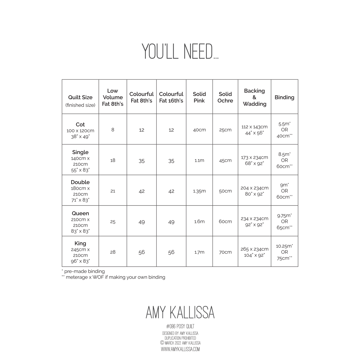 Posy Quilt Paper Pattern - Amy Kallissa