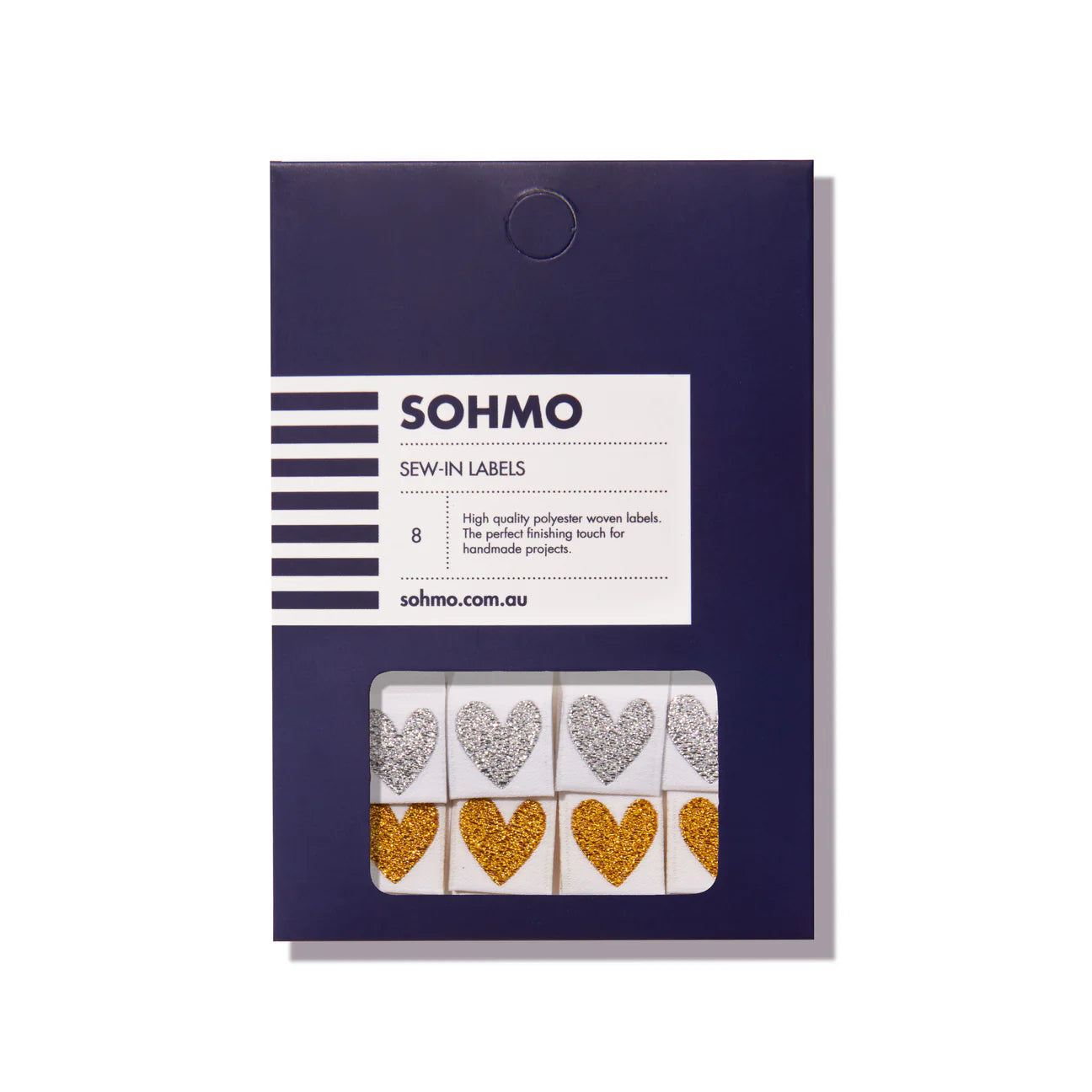 SOHMO Sew-in Labels - Metallic Hearts