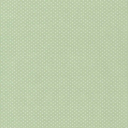 Fabric swatch small white polka dots on green background