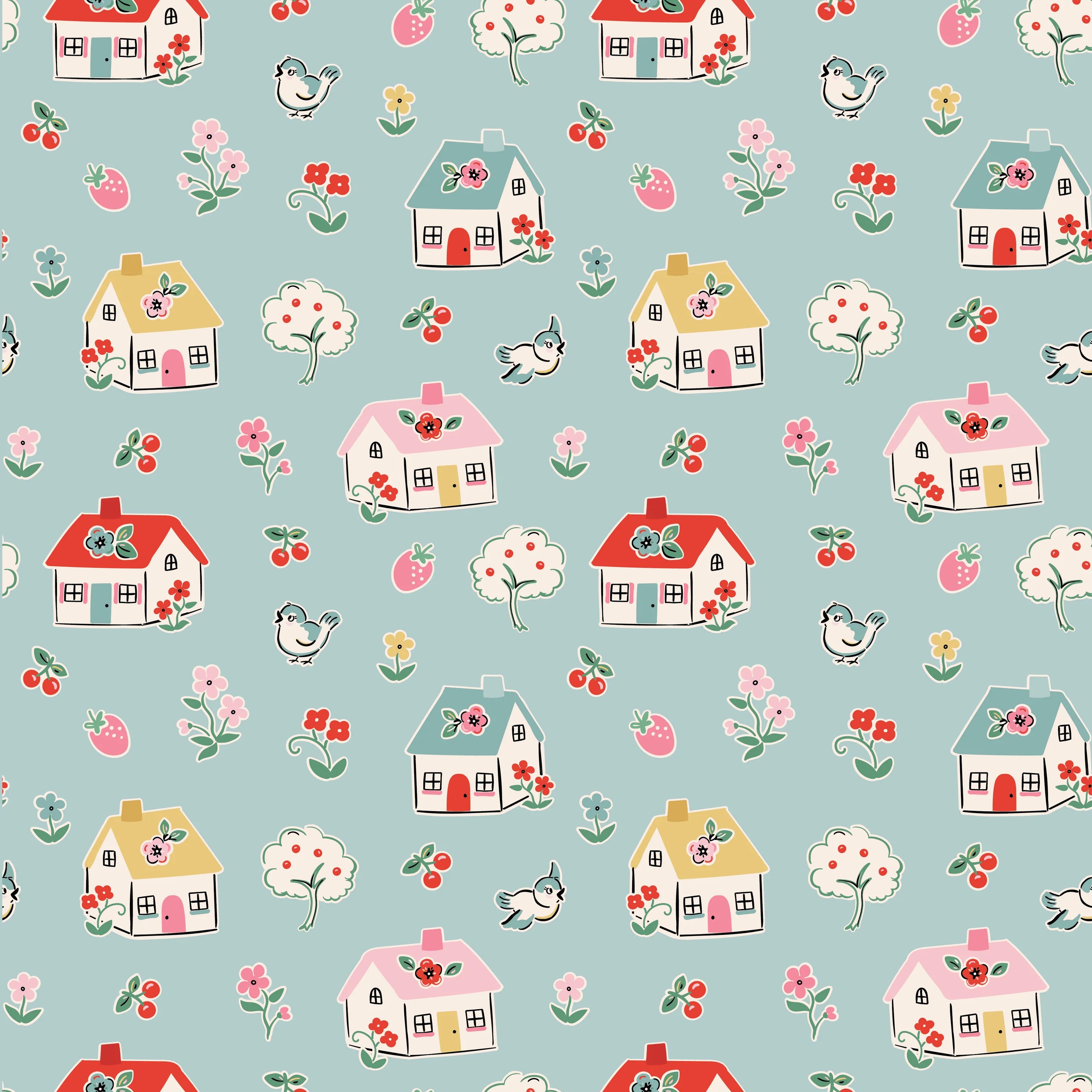 Happy Home Blue - Home Sweet Home by Poppie Cotton