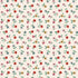 Fabric swatch small pink red yellow flowers with leaves on cream background