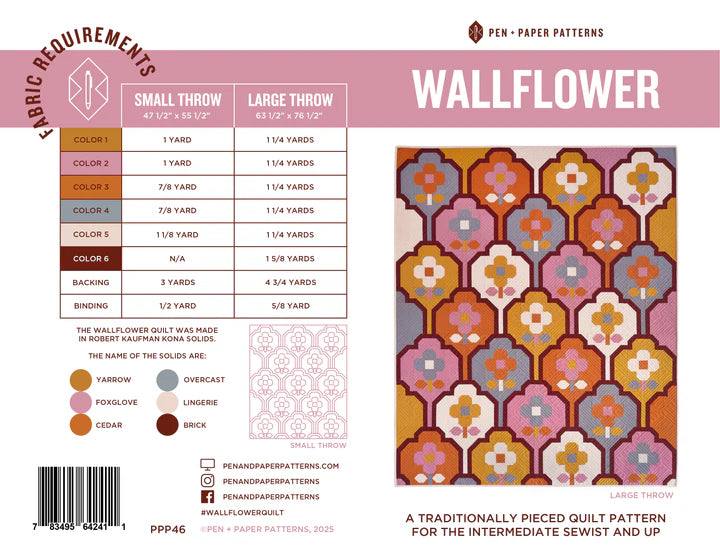 Wallflower Quilt Paper Pattern - Pen & Paper Patterns