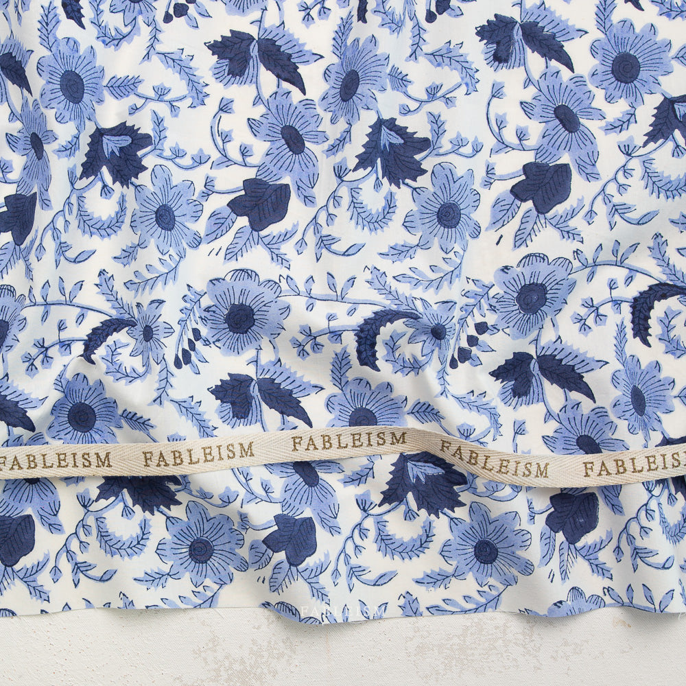Country Floral in Blue - Indian Block Prints: Cottage by Fableism