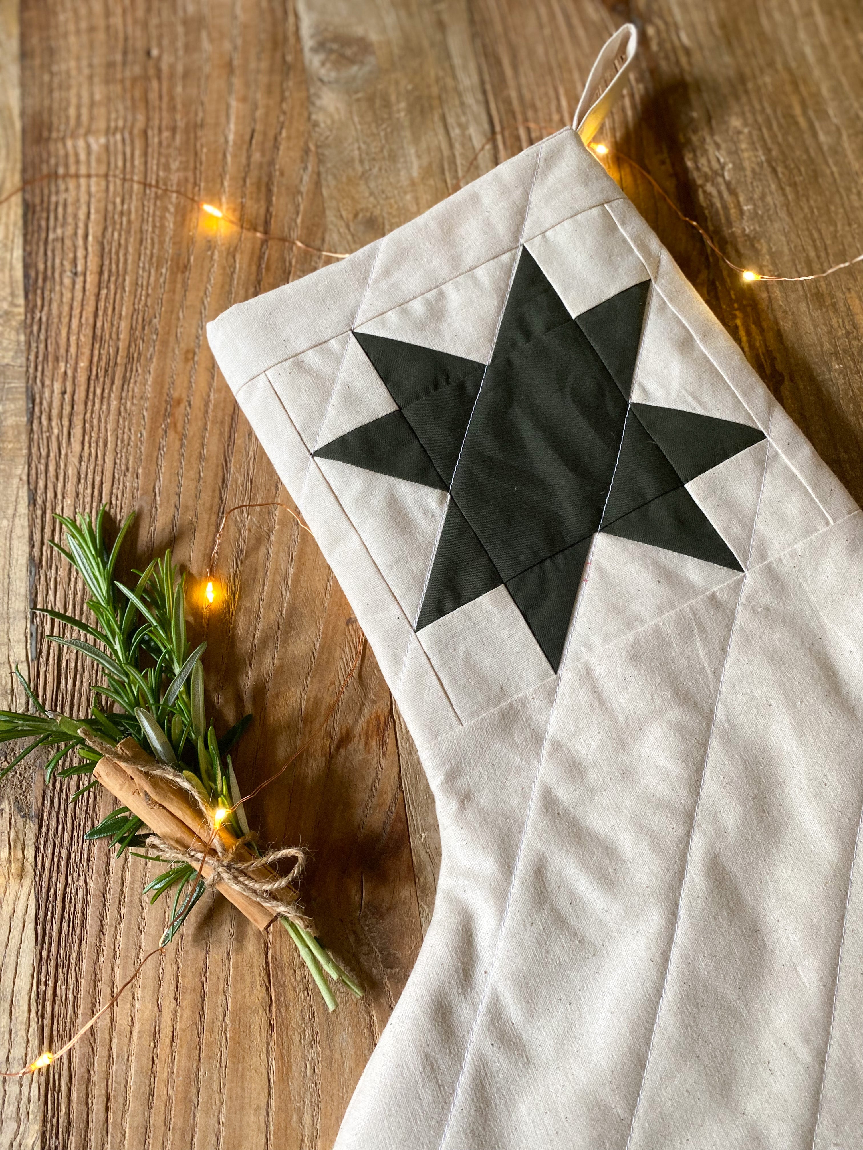 Heirloom Patchwork Star Christmas Stocking (Quilted)