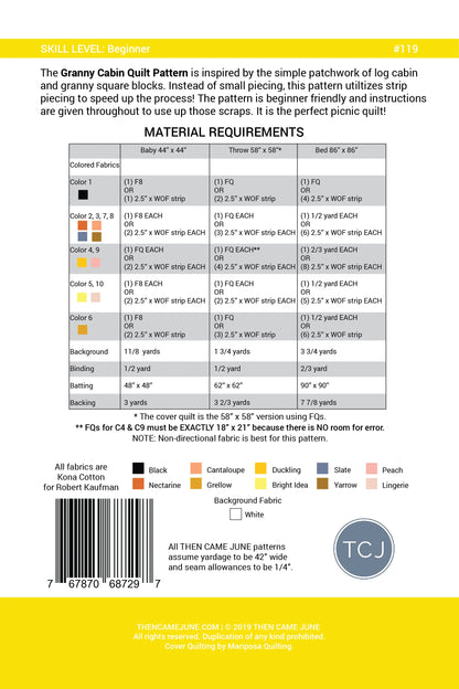 Granny Cabin Quilt Paper Pattern - Then Came June