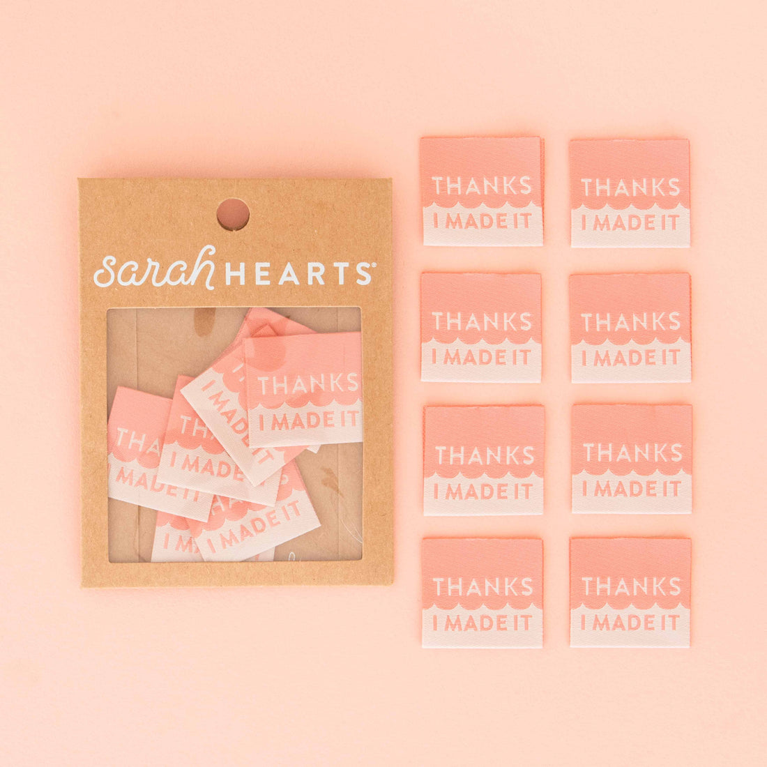 Thanks I Made It Coral Labels - Sarah Hearts