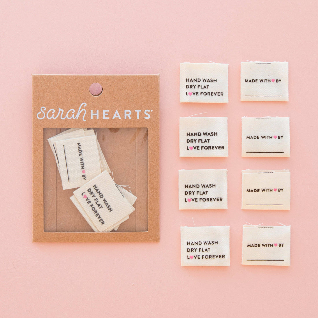 Hand Wash Dry Flat Labels - Sarah Hearts