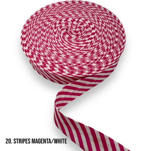 Bias Binding - Stripes Magenta/White 