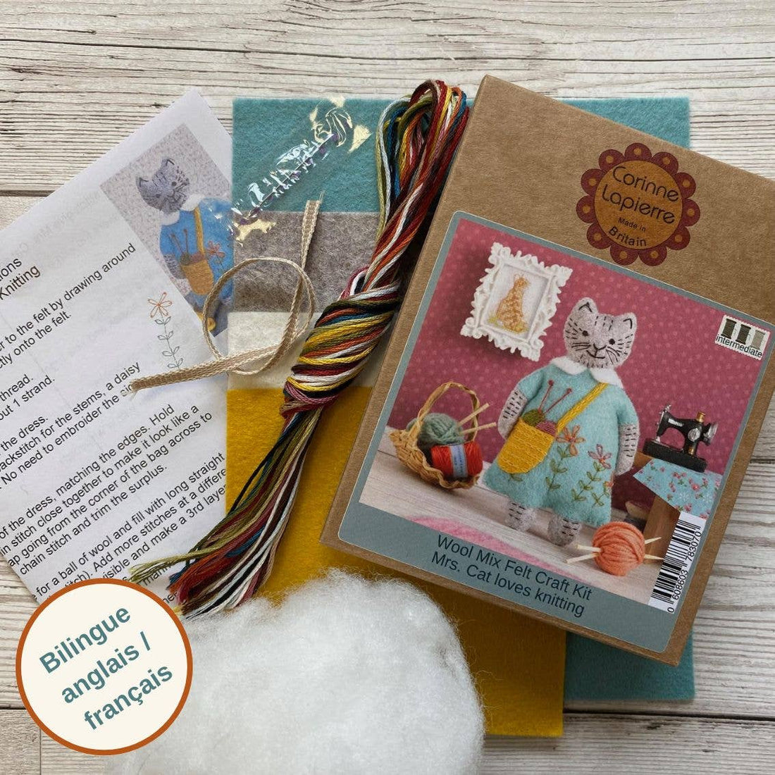Mrs. Cat Loves Knitting Felt Kit - Corinne Lapierre
