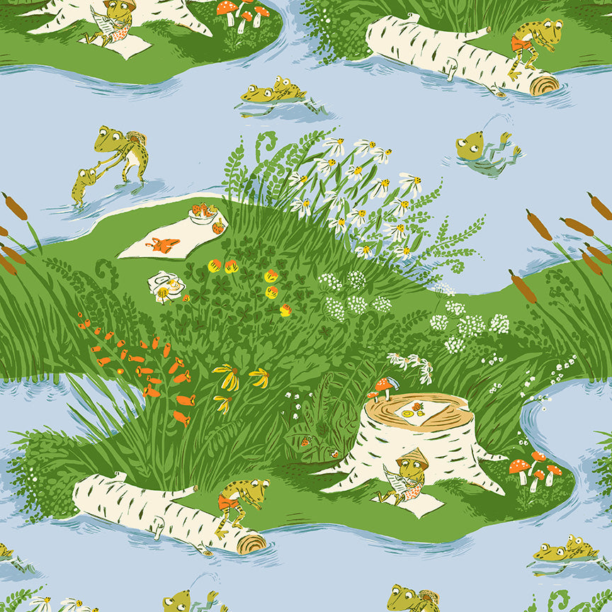 Frog Pond Medium Blue - Heather Ross Favorites by Windham Fabrics