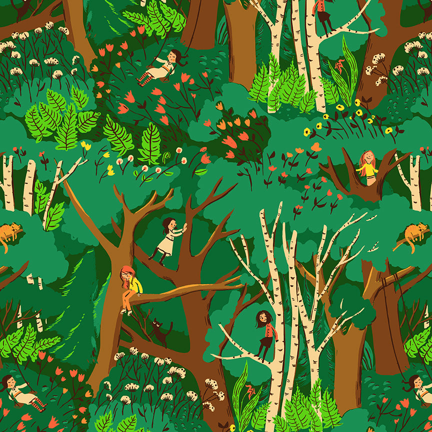 Climbing Trees Jade - Heather Ross Favorites by Windham Fabrics