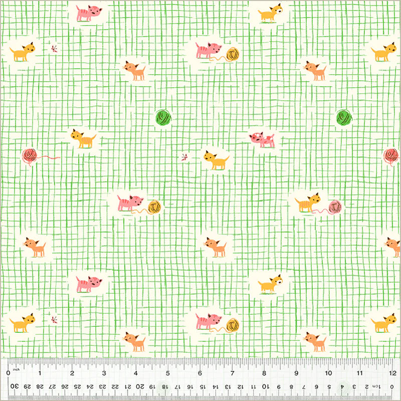 Kitten Plaid Green - Heather Ross Studio Edit by Windham Fabrics