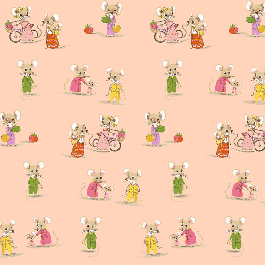Country Mouse/City Mouse Blush - Heather Ross Favorites by Windham Fabrics
