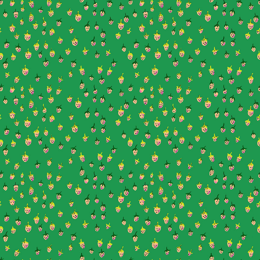 Field Strawberries Jade - Heather Ross Favorites by Windham Fabrics