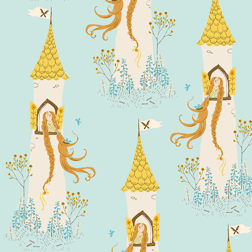 Rapunzel Aqua - Heather Ross Favorites by Windham Fabrics