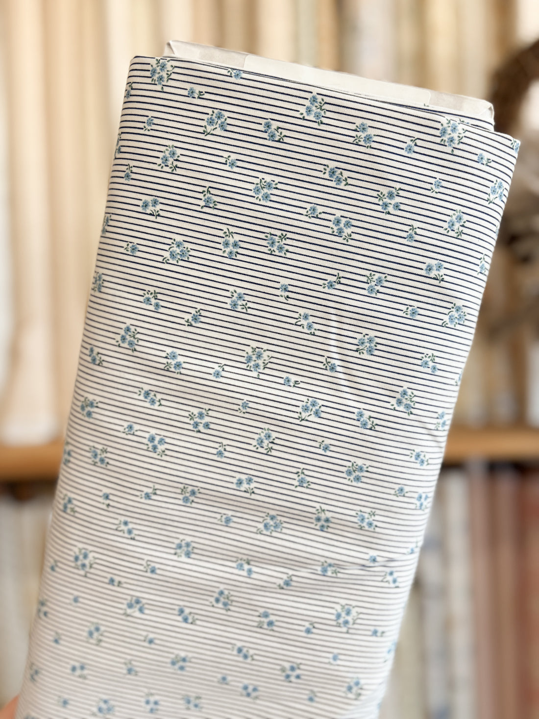 Blue Floral on Blue Stripe 6110-D2-5 by Sevenberry